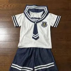 【上下セット】セーラー襟 Tシャツ ショートパンツセット 110cm