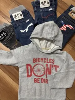 MPS 110cm 男の子 デニムパンツ4本＋パーカーセット まとめ売り