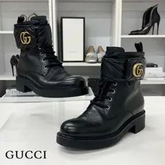 グッチ レザー ダブルG キルティング ショートブーツ ブラック ゴールドのサムネイル