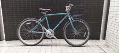 （価格応相談）クロスバイク ブルー ブラウンサドル カゴ付き