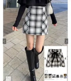 GRL バックリボンツイードチェックミニスカート gm699