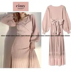 eimy istoire スウェイスカートリボンニットワンピース ピンク