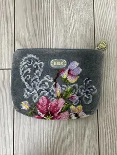 FEILER ポーチ グレー 花柄