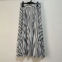 INDIVI ストライプ ロングプリーツスカート