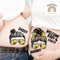 マタニティフォト　マタニティペイント　シール　ベリーペイント　夫婦　親子　家族