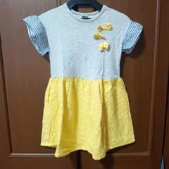 ムージョンジョン 半袖ワンピース グレー/イエロー 120cm