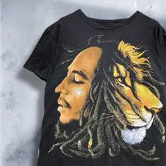 BLAK レゲエ Tシャツ 古着 黒 ボブマーリー ライオン アーティスト