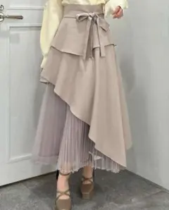 dazzlin ダズリン アシメティアードプリーツスカー　ベージュ