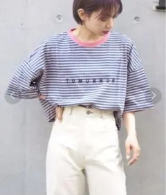 gleam グリーム　Tシャツ　ショート丈　ボーダー　刺繍　ロゴのサムネイル