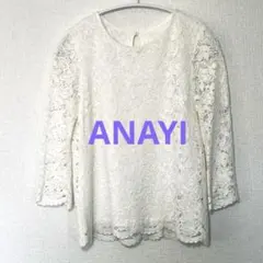 ANAYI アナイ　ホワイト総レースブラウス　トップス　プルオーバー　38