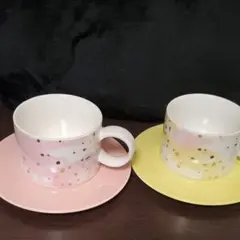 ピンク&イエロー カップアンドソーサー