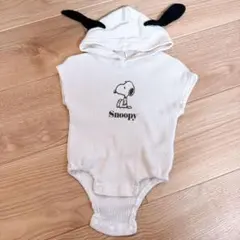 スヌーピー 耳付きフードロンパース 70cm