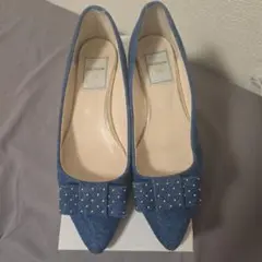 デニムリボン付き フラットシューズ 23.5cm