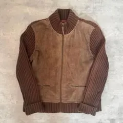Eddie Bauer エディーバウアー　スエード　ニット ジャケット　ブラウン