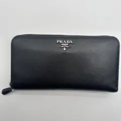 ⑦ PRADA ブラックレザー 長財布 プラダ 黒 ピンク