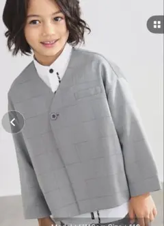 【フォーマル・セレモニー】チェック ノーカラー ジャケット（120cm）