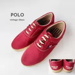 ポロ POLO ヴィンテージ 24.5 キャンバス スニーカー 赤 レトロのサムネイル