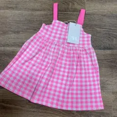 新品タグ付♡完売品　ZARAベビー　ネオンピンク　ワンピース　ピンク　86cmのサムネイル
