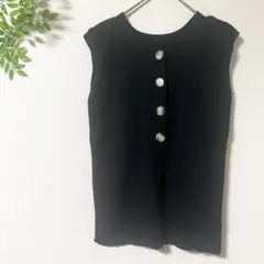 le coeur blanc ノースリーブ　リブニット　タンクトップ　黒　38