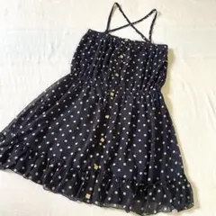 【訳あり】ingni イング　ワンピース　ドット柄　ネイビー　秋　Mサイズ