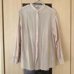 UNIQLO M シースルー長袖シャツ ベージュピンク