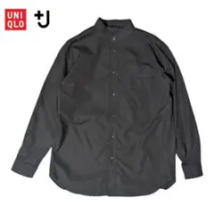 UNIQLO +j ブラック スーピマコットンオーバーサイズスタンドカラーシャツ