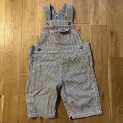 美品　ミキハウス ストライプ　デニムオーバーオール M 春