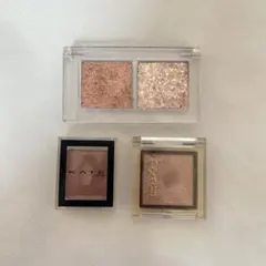 ピンク系アイシャドウ、グリッター・ラメシャドウの3点セット