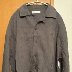 ZARA しわ加工ストライプ柄フルイドシャツ