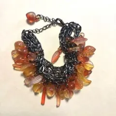 オレンジ系フルーツビーズチェーンブレスレット