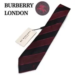 新品未使用　バーバリーロンドン　ストライプ　ネクタイ　ホースロゴ　シルク100%