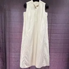 steven alan アイボリーリネン混バンドカラーワンピース