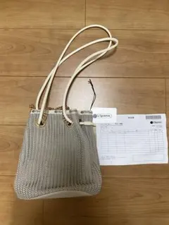 レスポートサック　チェーンクロシェット SM BUCKET ベージュ