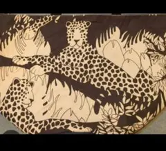 100×100　ヒョウ　ベージュ　USA コットン　オックス　生地　はぎれ