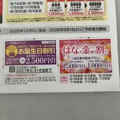 伊藤園ホテルズ　クーポン　割引券⑧のサムネイル