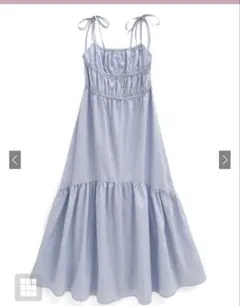 GRLリボンストラップギャザーキャミワンピース ブルー Fサイズ