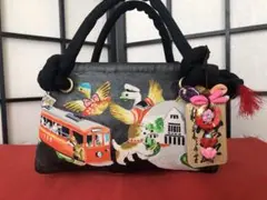 一閑張り　一閑張りバック　レトロ ヴィンテージ　懐古　古布　可愛い