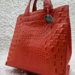 極秘品✨ FURLA フルラ イタリア製 クロコダイル型押 トート バッグ 赤