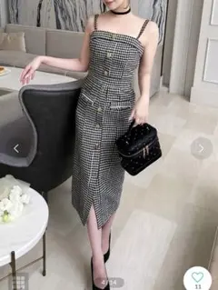 ROYAL PARTY ダブルチェーンストラップツイードワンピース