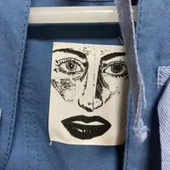 青い長袖ワンピース ウエストリボン付き