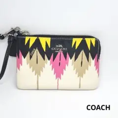 【美品】COACH コーチ ポーチ リストレット マルチカラー