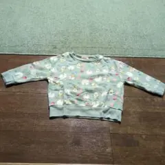 グリーン キャラクター柄 トレーナー 100cm ※裏起毛ではありません