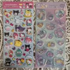 【正規品】ラメ入り樹脂もりシール　すりガラス風シール　サンリオ　キャラクターズ