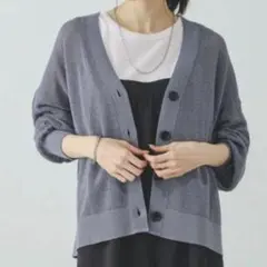 GLOBAL WORK 洗える メッシュカーディガン ラメ ショート ブルー