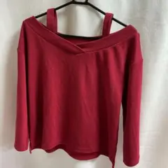 COLZA ワインレッド オフショルダー Tシャツ M袖口が広がっています