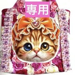 ころりんトートバッグ 大きなリボンのねこちゃんパネル生地 丸アップリケ Dカン ころりんトートバッグ 大きなリボンのねこちゃんパネル生地 丸