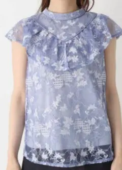 ITS'DEMO　レース×ブラウス　ブルー