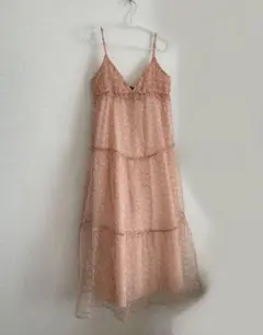ピンク レイヤード キャミワンピース