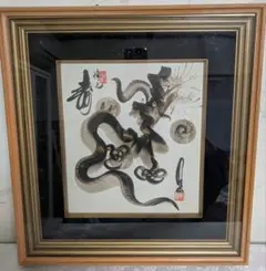 躍動する昇龍の墨絵アート。額装｜縁起物の和モダンインテリア