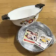 昭和レトロ　花柄　象印ホーローウェア天ぷら鍋23cm FT-23 象印マホービンのサムネイル